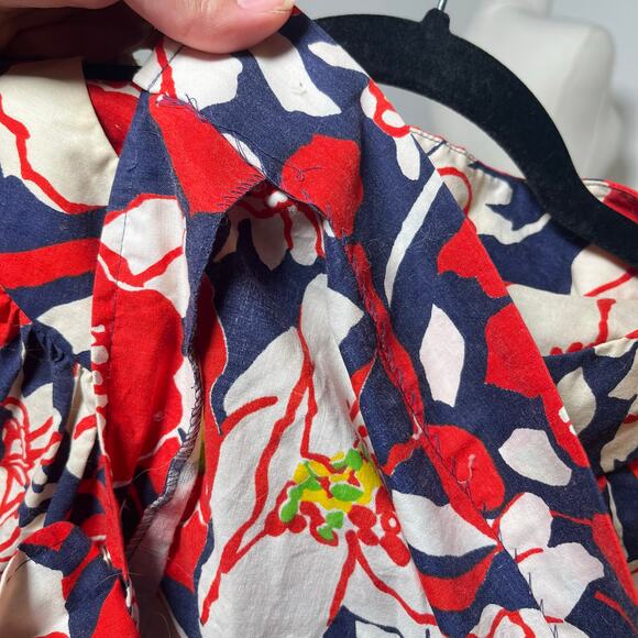 Vintage 60s 70s Floral House Dress Model’s Coat Cotton Button Front Pockets M/L - Picture 9 of 9